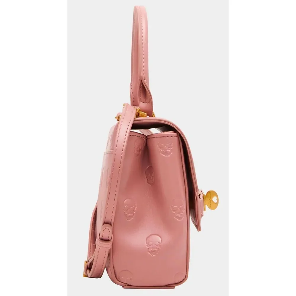 NWT~BETSEY JOHNSON Skullicious Top Handle Satchel Bag in Blush/Taupe